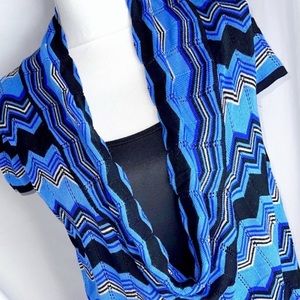 NY COLLECTION Short Sleeve Sweater, Built in silky tank top, Sz Lg